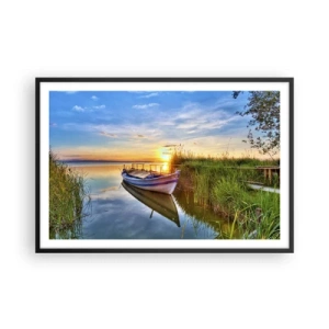 Pôster com moldura preta - Enseada de sonhos realizados - 91x61 cm