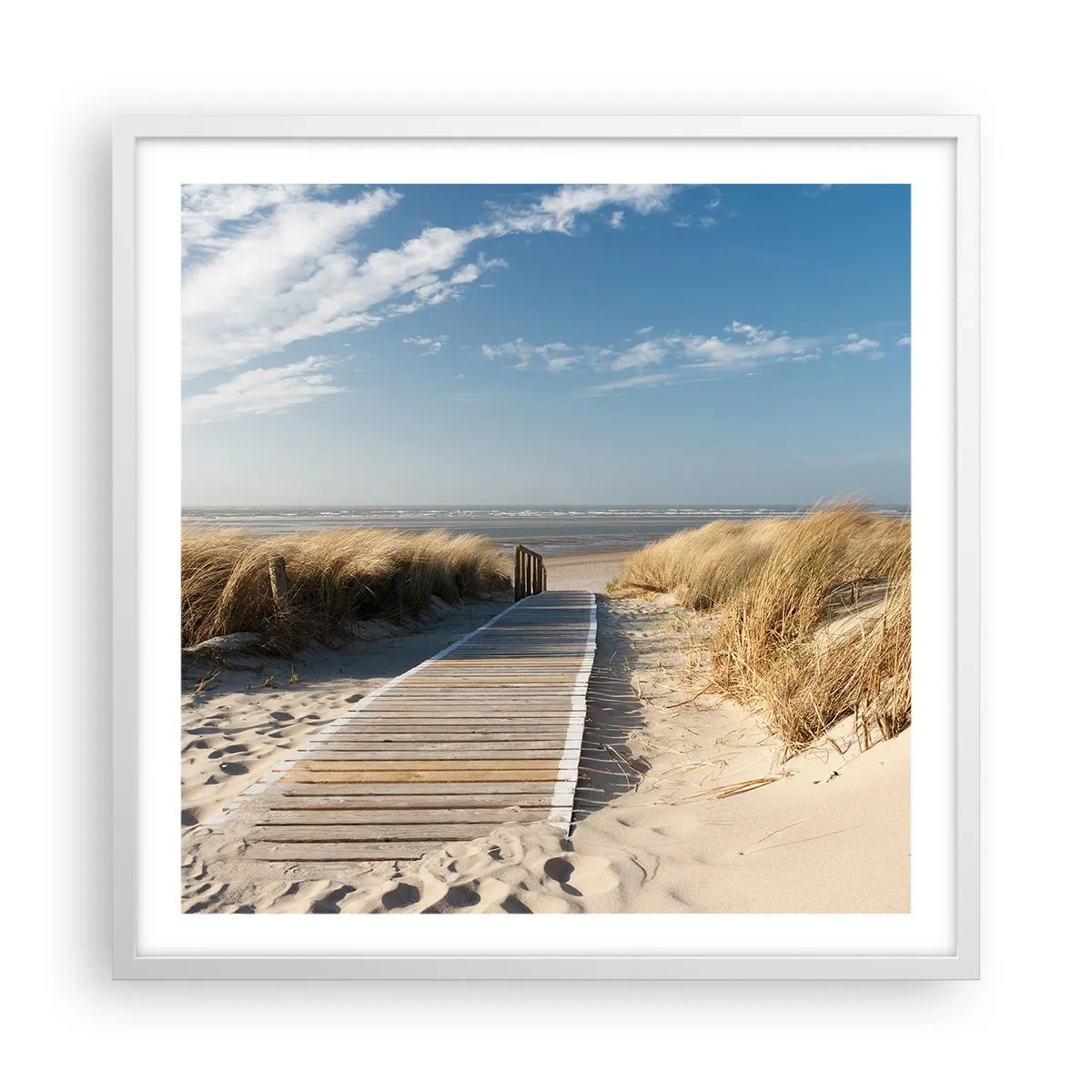 Pôster em moldura branca - Atrás da duna, ao som da relva - 60x60 cm