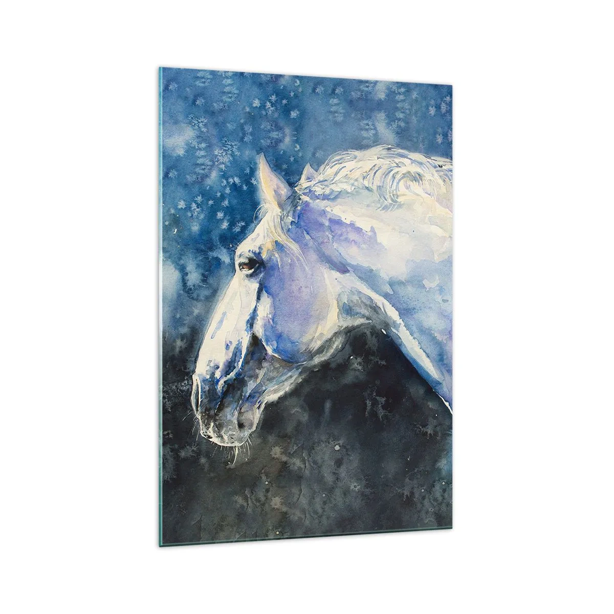 Quadro em vidro - Retrato com um brilho azul - 70x100 cm