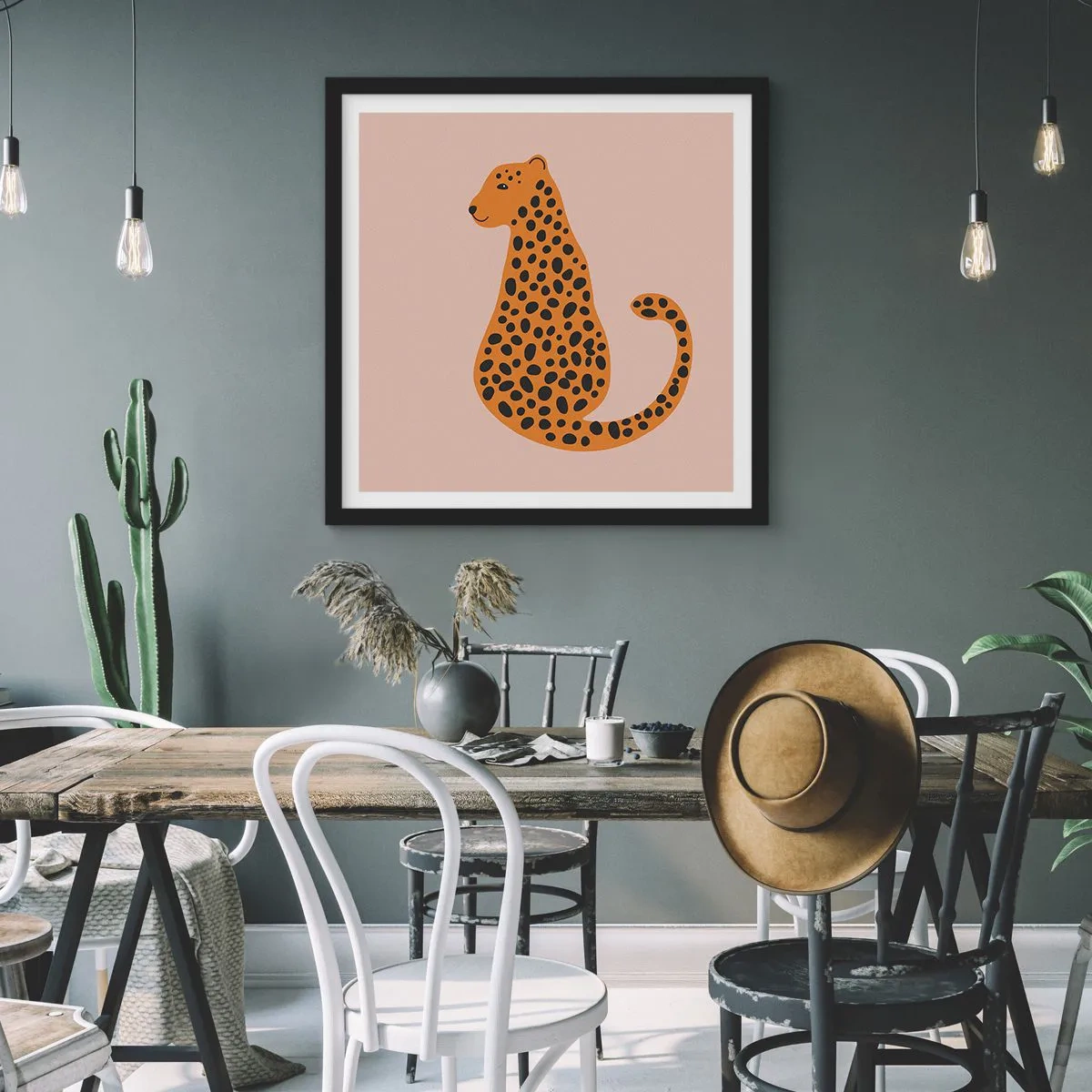 Pôster com moldura preta - A estampa de leopardo está na moda - 40x40 cm