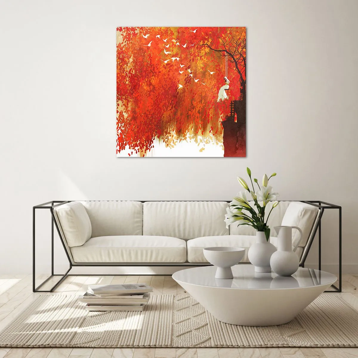 Quadro em vidro - Será que vai voar com eles? - 40x40 cm