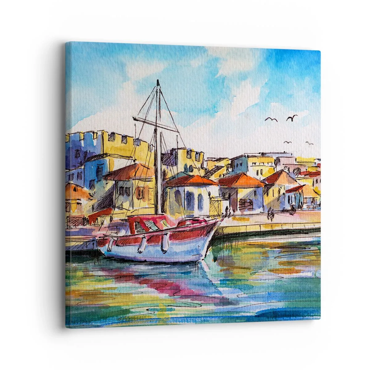Quadro em tela - Tarde de arco-íris - 30x30 cm