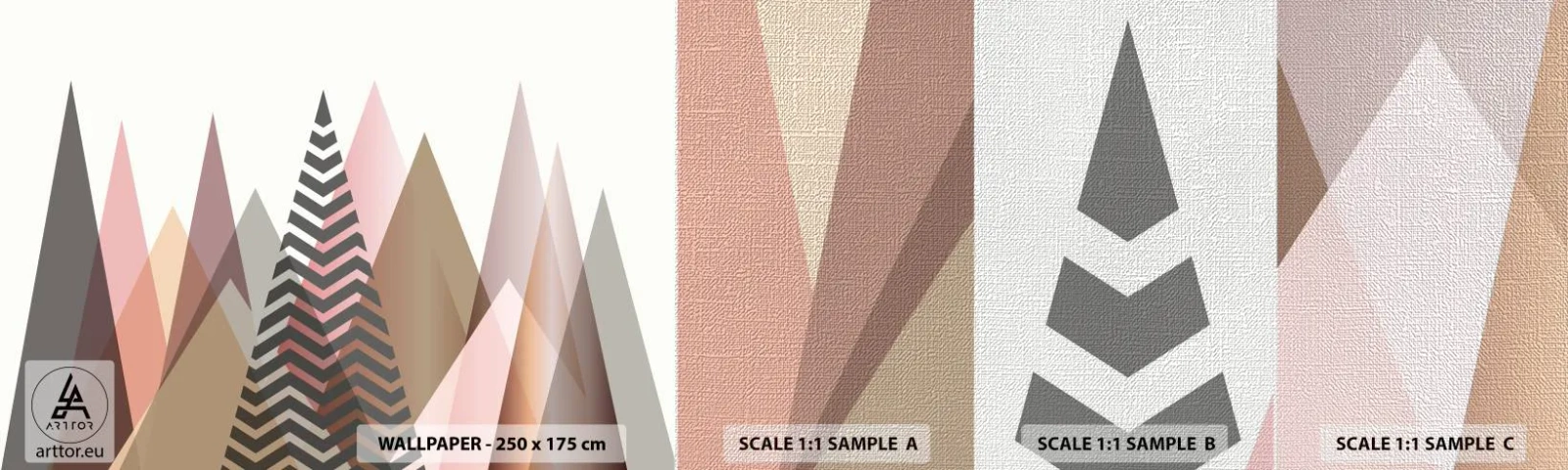 Amostra de papel de parede Premium Canvas - Vista piramidal - Abstração, Pedaço, Triângulos - 100x30 cm