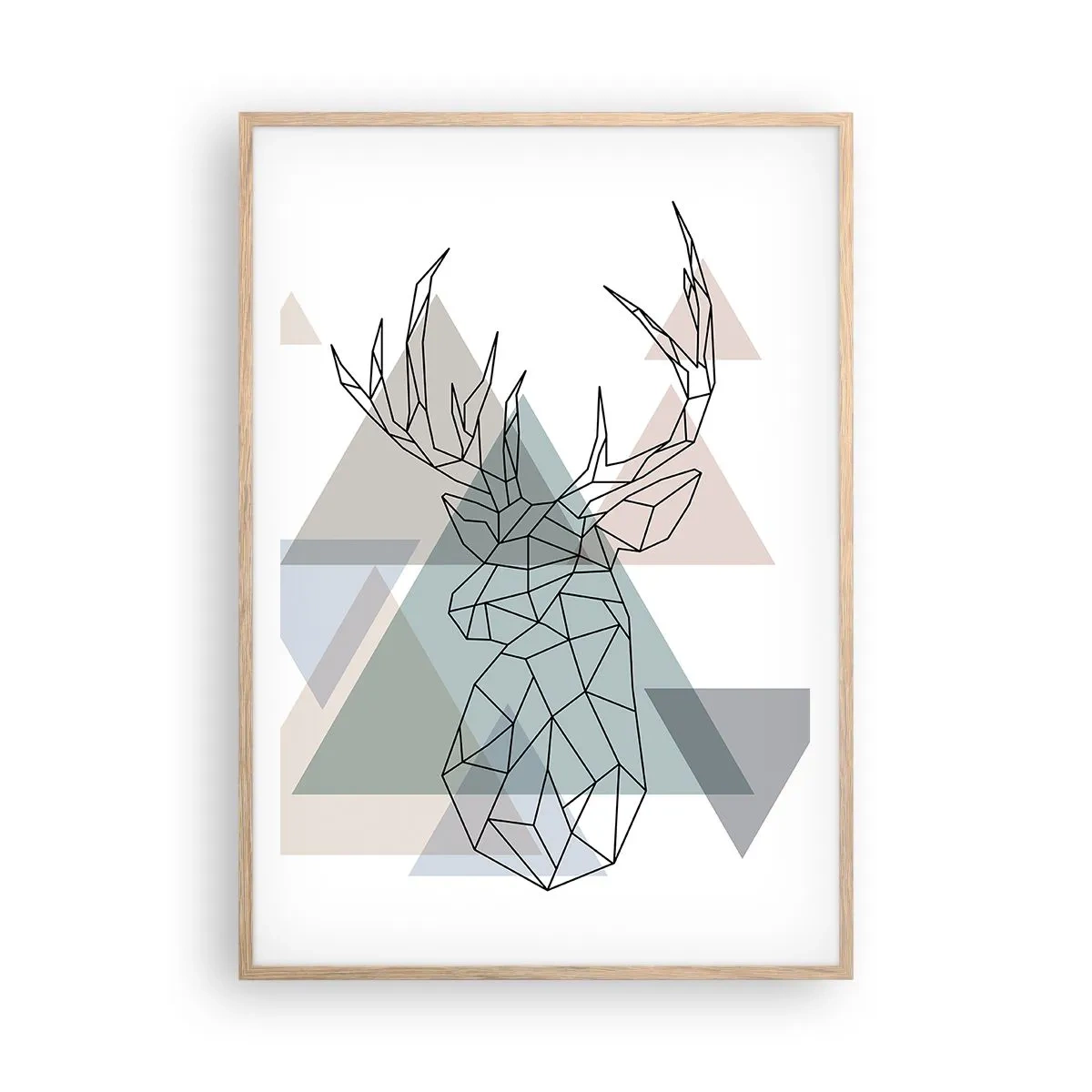 Pôster com moldura de carvalho claro - Numa floresta geométrica - 70x100 cm