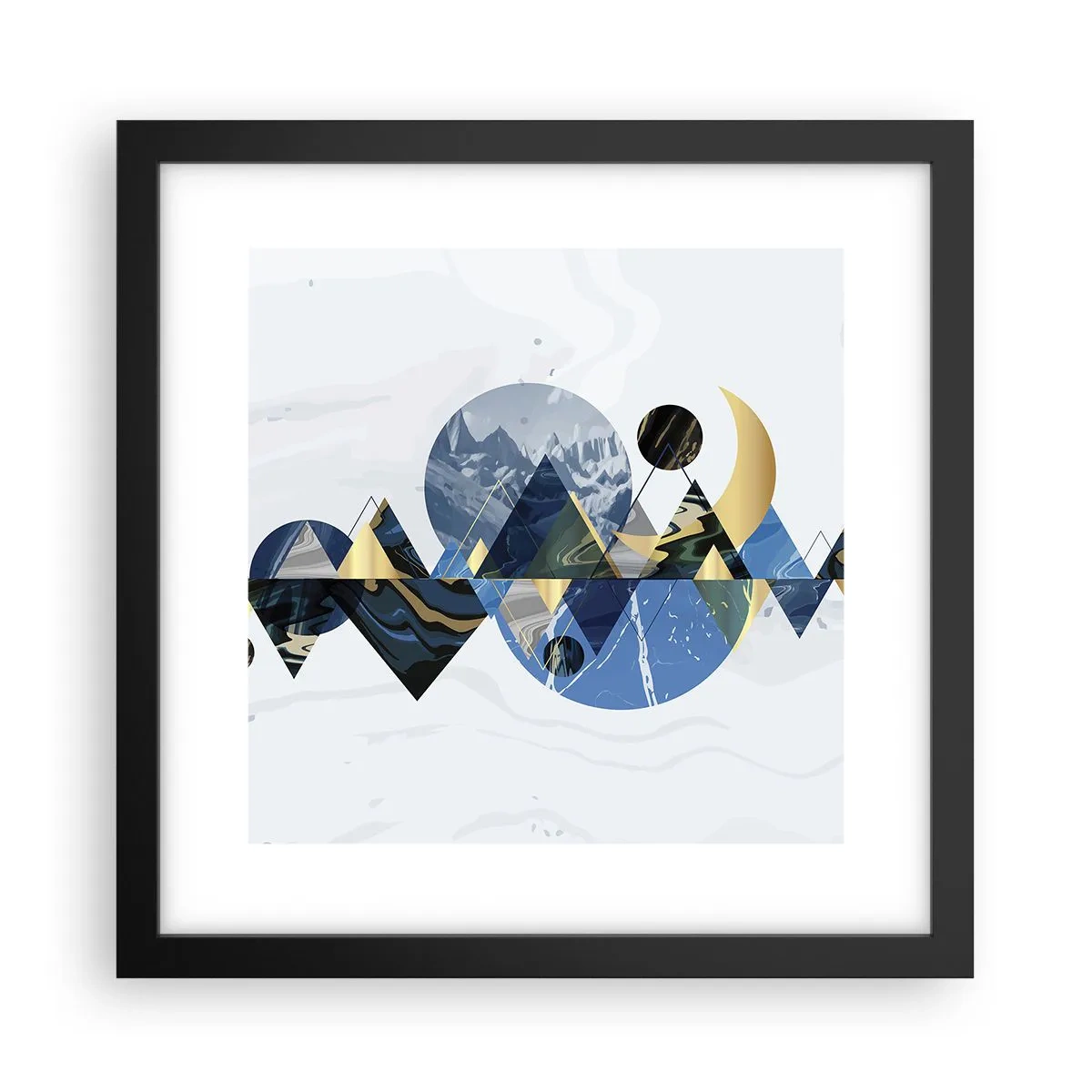Pôster com moldura preta - Paisagem geométrica - 30x30 cm