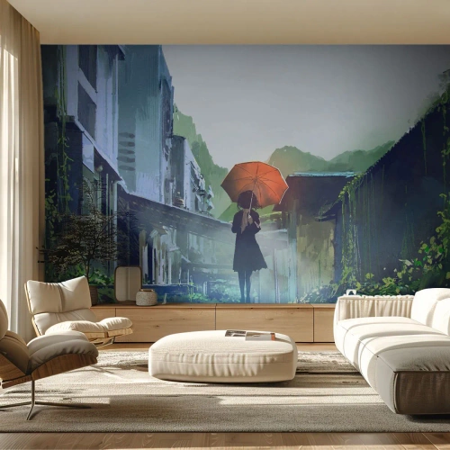 Papel de Parede Premium Sand - Chuva revigorante - Abstração, Cidade, Arquitetura - 350x256 cm
