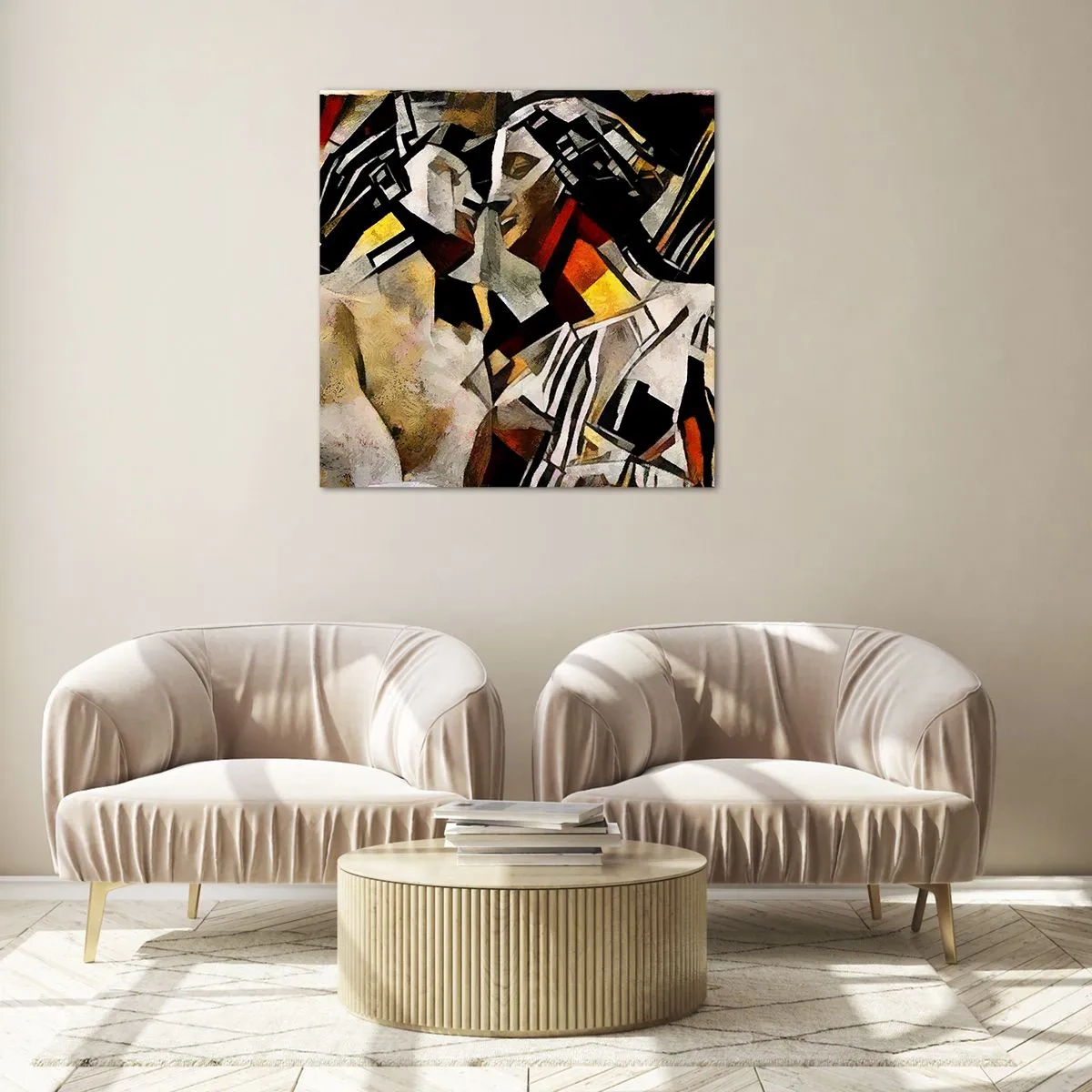 Quadro em vidro - Beijo da estátua - 70x70 cm