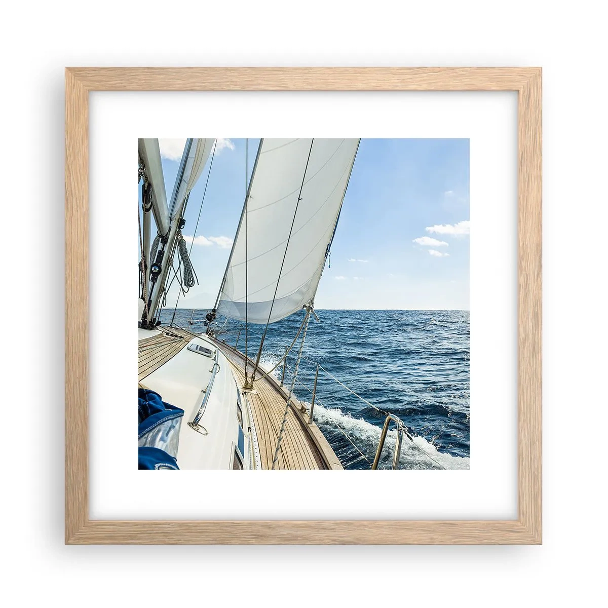 Pôster com moldura de carvalho claro - Ahoy, aventura - 30x30 cm