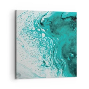 Quadro em tela - Derreter a branco e turquesa - 60x60 cm