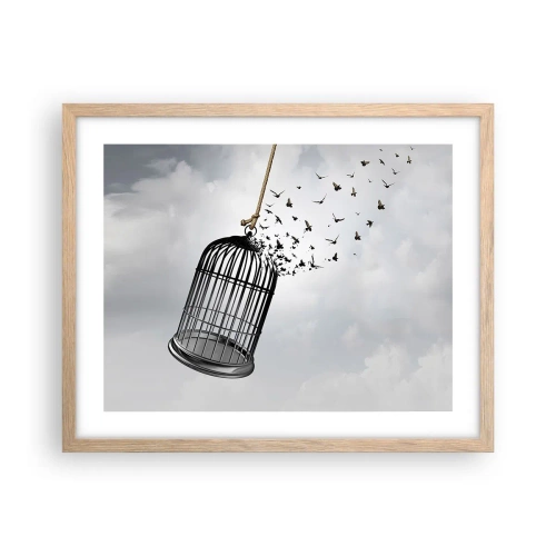 Pôster com moldura de carvalho claro - Fé... Esperança... Liberdade! - 50x40 cm