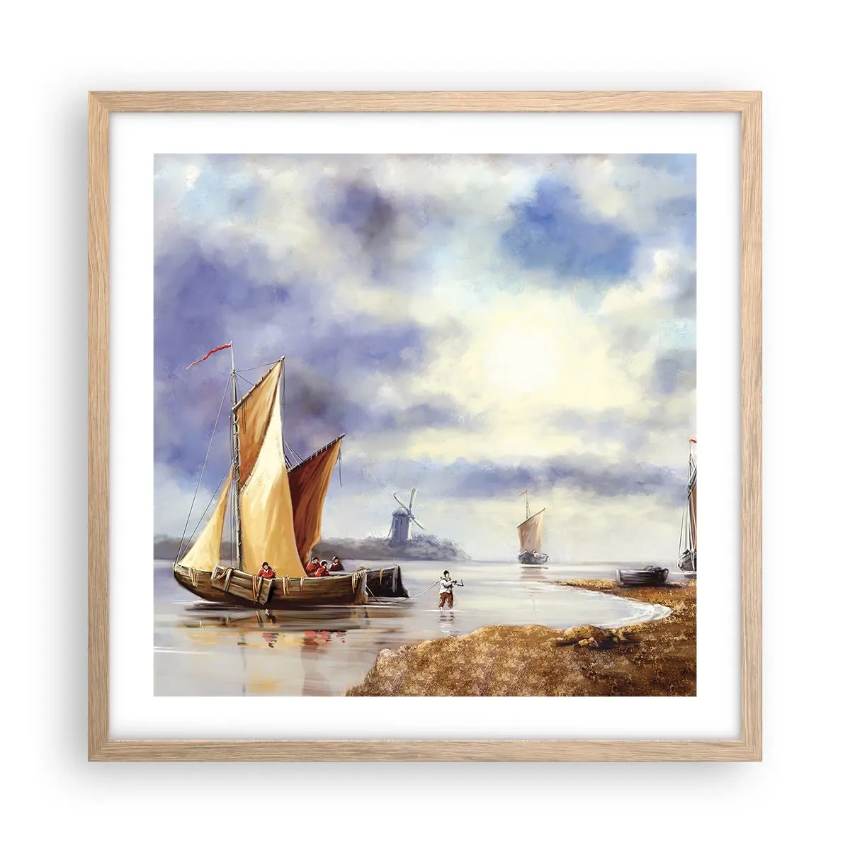 Pôster com moldura de carvalho claro - O regresso dos marinheiros - 50x50 cm