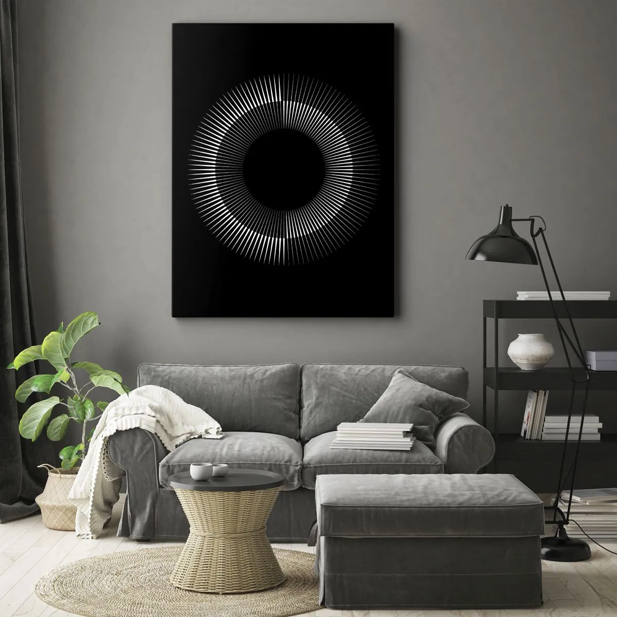 Quadro em tela - Sol preto - 45x80 cm