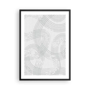 Pôster com moldura preta - Uma composição minimalista de linhas abstratas sobre um fundo claro. - 50x70cm - Não existe caminho reto - Decoração de parede moderna para a sala de estar e quarto ARTTOR
