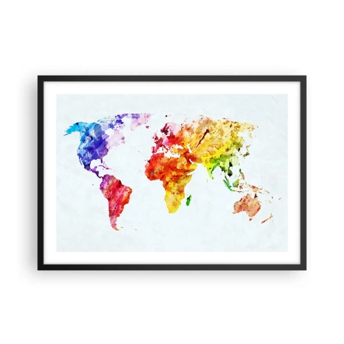 Pôster com moldura preta - Todas as cores do mundo - 70x50 cm