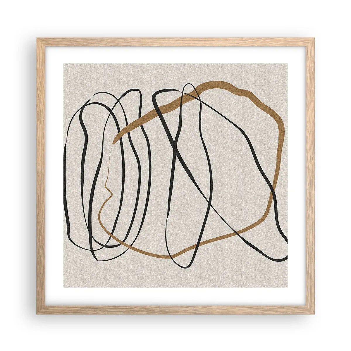 Pôster com moldura de carvalho claro - Composição – dança em loop - 50x50 cm