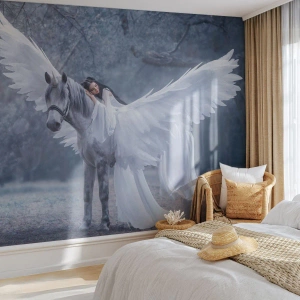 Papel de Parede Premium Canvas - Momento inspirado - Abstração, Cavalo, Mulher - 150x105 cm