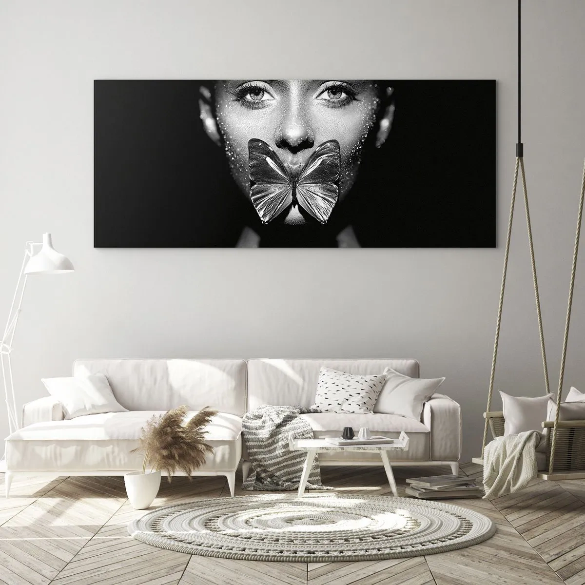 Quadro em vidro - O beijo da borboleta - 100x40 cm