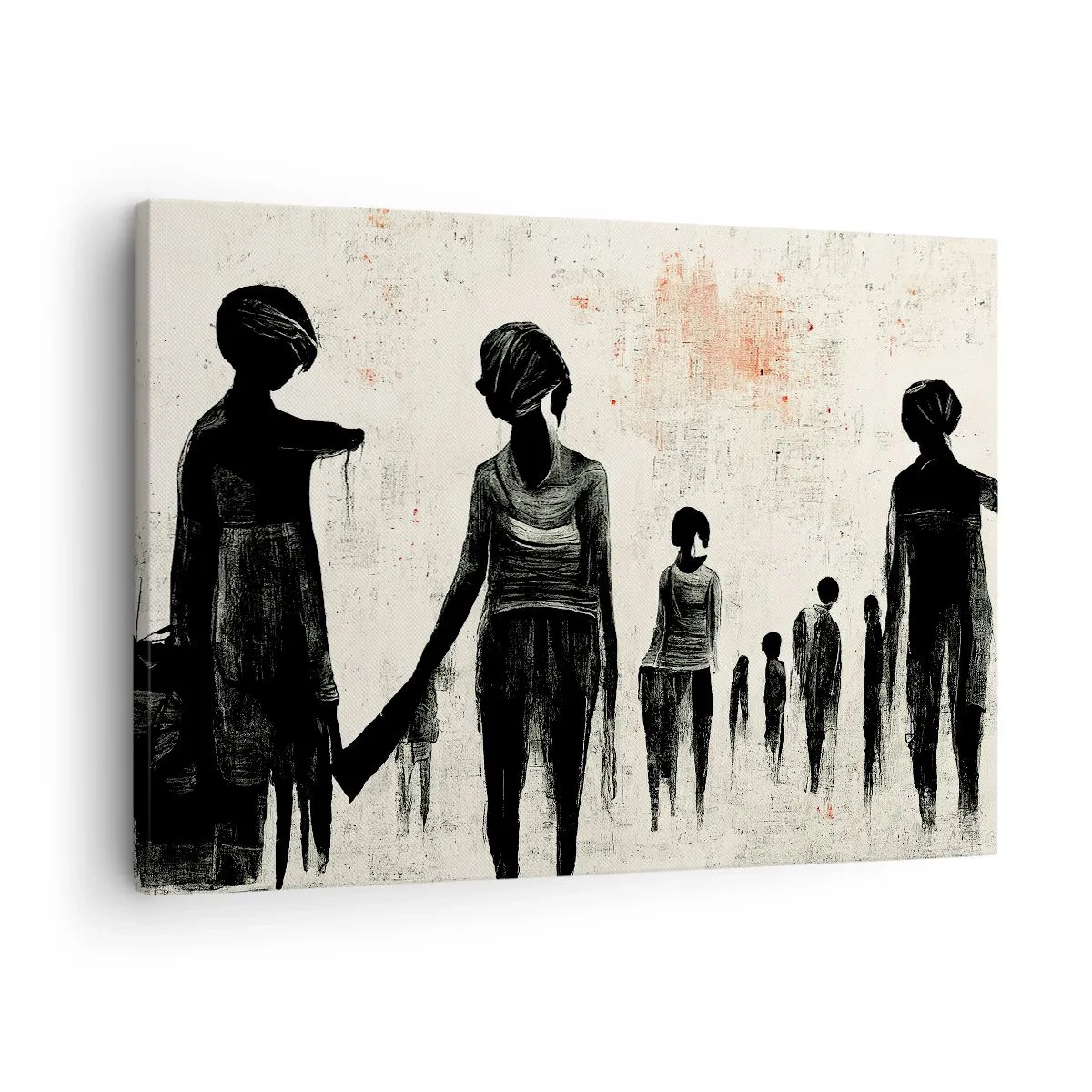 Quadro em tela - Figuras em composição monocromática sobre fundo claro - 70x50cm - Contra a solidão - Decoração de parede moderna para a sala de estar e quarto ARTTOR