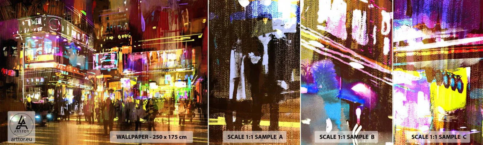 Amostra de Papel de Parede Standard Eco - Num mar de luz - Cidade, Arquitetura, Vida noturna - 100x30 cm