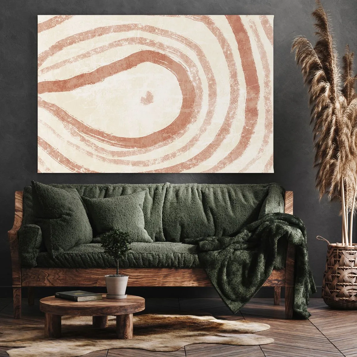 Quadro em tela - Círculos de coral – composição - 120x80 cm