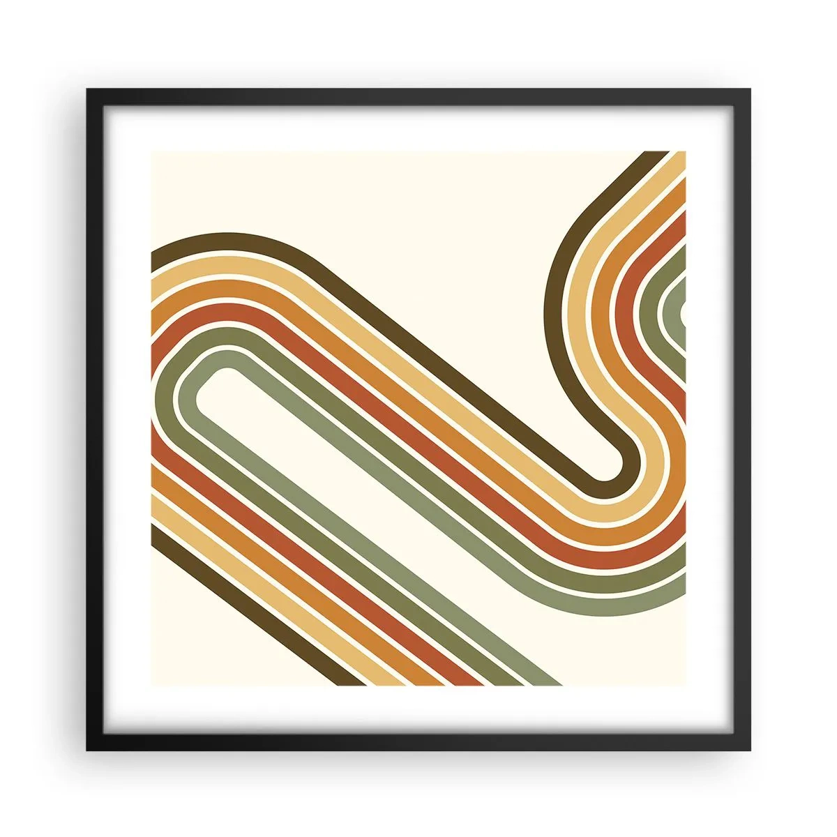 Pôster com moldura preta - Ziguezague para o destino - 50x50 cm