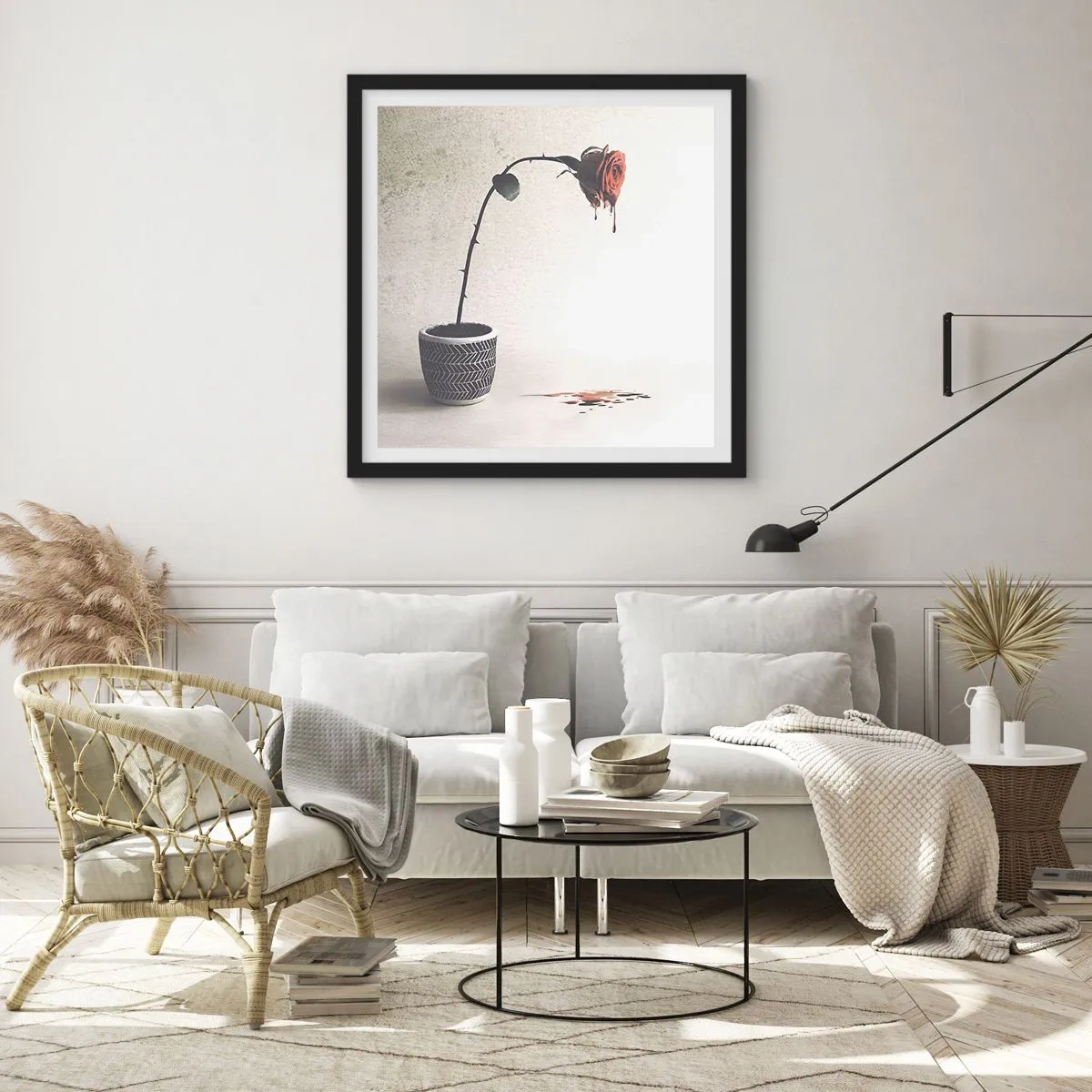 Pôster com moldura preta - Rosa dolorosa - 40x40 cm