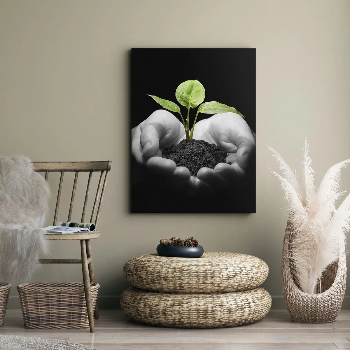 Quadro em tela - Eu amo a natureza, eu a protejo - 45x80 cm