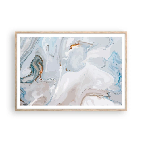 Pôster com moldura de carvalho claro - Branco elevado - 100x70 cm