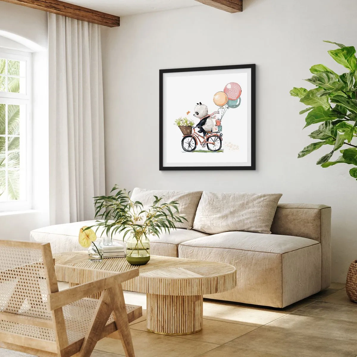 Pôster com moldura preta - Dia feliz - 40x40 cm