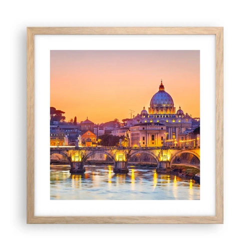 Pôster com moldura de carvalho claro - Crepúsculo sobre a Cidade Eterna - 40x40 cm