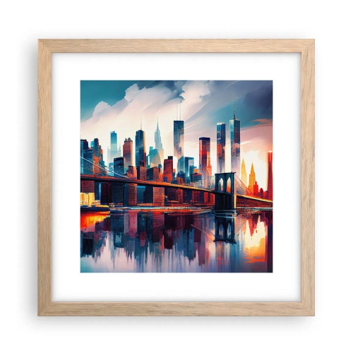 Pôster com moldura de carvalho claro - Nova York dos sonhos - 30x30 cm