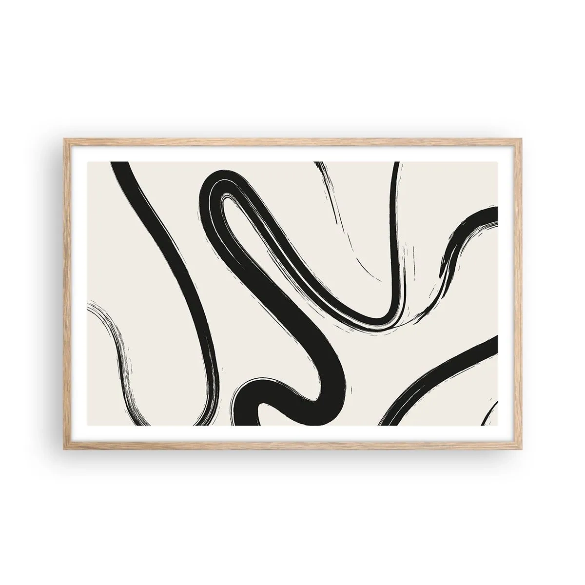 Pôster com moldura de carvalho claro - Capricho preto e branco - 91x61 cm