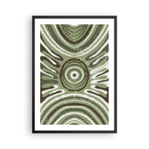 Pôster com moldura preta - Padrão abstrato simétrico em tons de verde - 50x70cm - Uma explosão de emoções - Decoração de parede moderna para a sala de estar e quarto ARTTOR