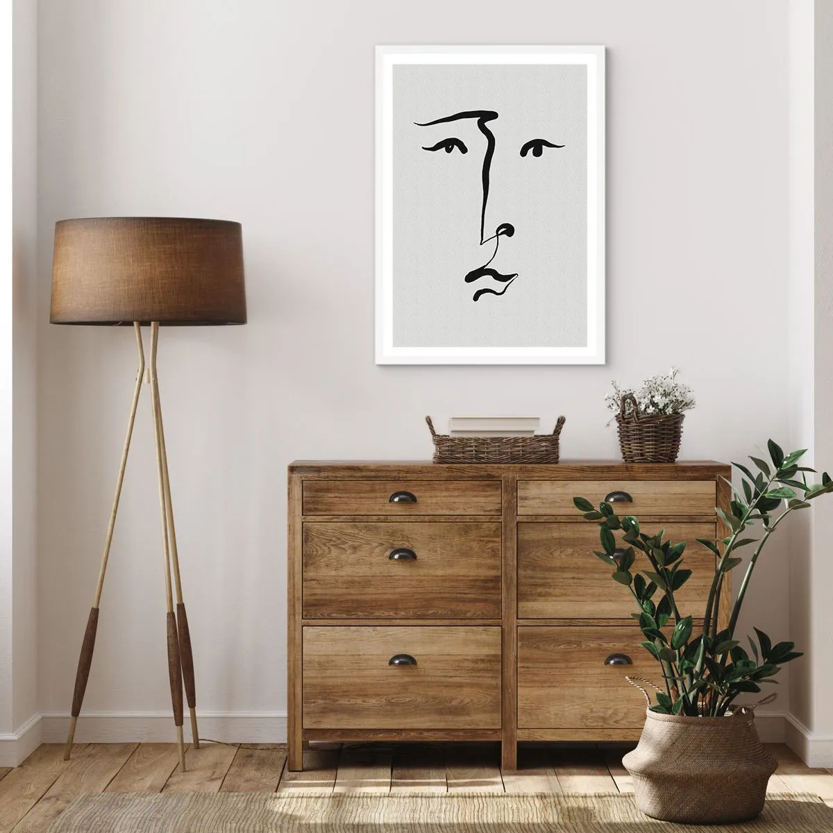 Pôster em moldura branca - Retrato com uma linha - 30x40 cm
