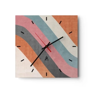Relógio de parede - Relógio em vidro - Composição diagonal – movimento - 30x30 cm