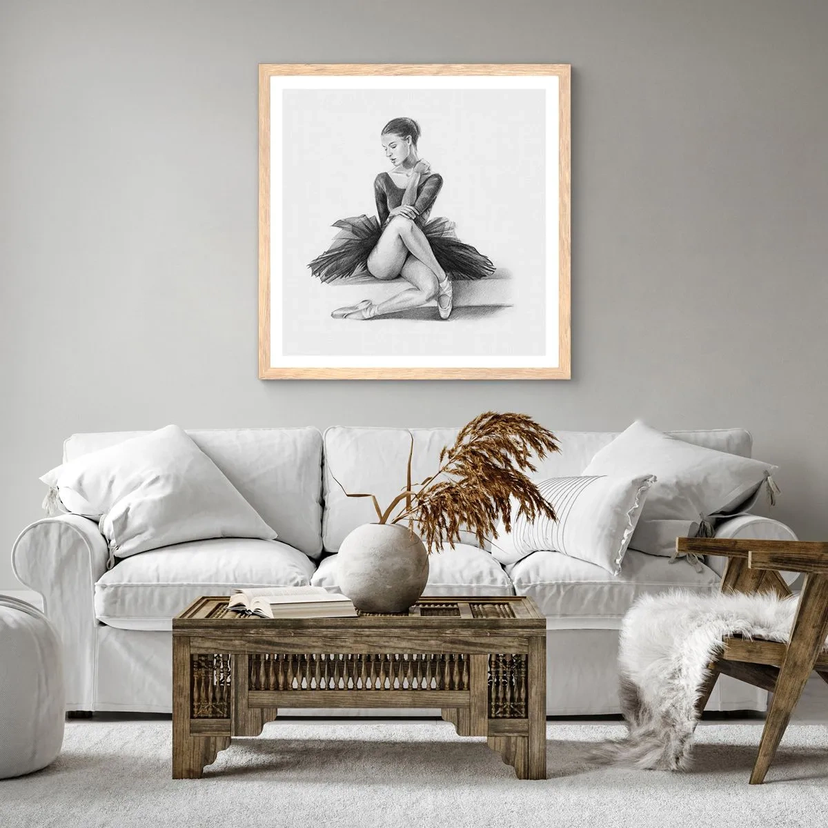 Pôster com moldura de carvalho claro - Encantada pela dança - 30x30 cm