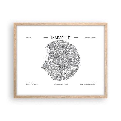 Pôster com moldura de carvalho claro - Anatomia de Marselha - 50x40 cm