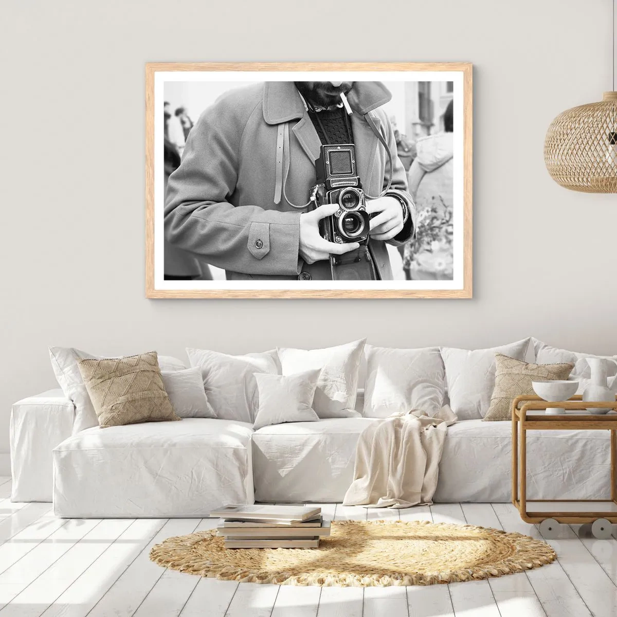 Pôster com moldura de carvalho claro - Estilo retro - 100x70 cm