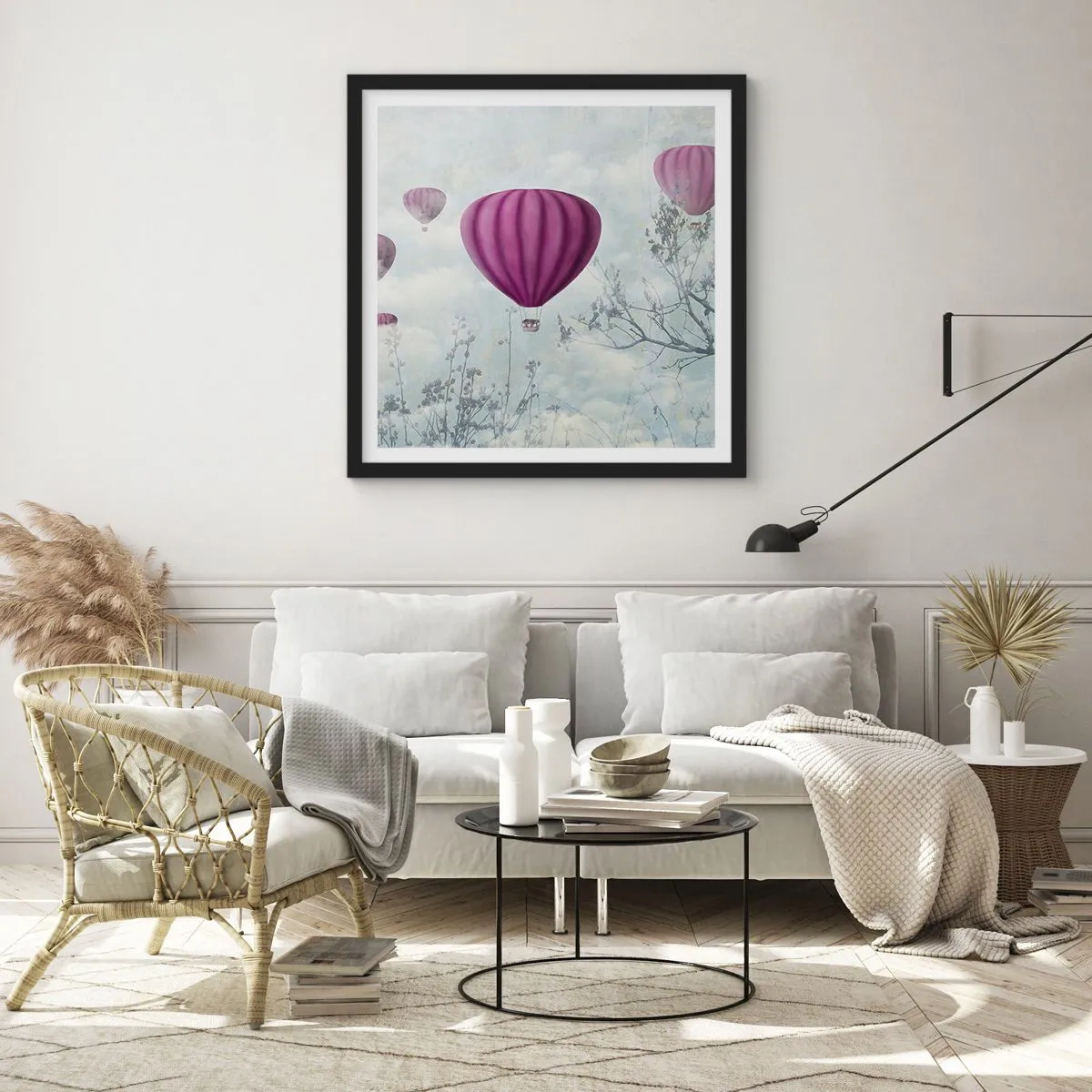 Pôster com moldura preta - Como navios no céu - 60x60 cm