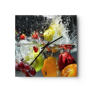 Relógio de parede - Relógio em vidro - Refresco de frutas - 40x40 cm