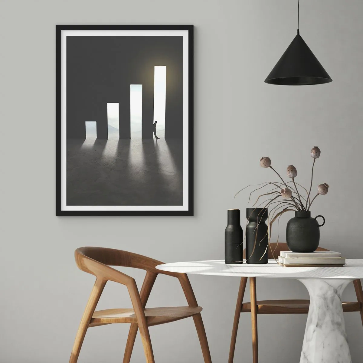 Pôster com moldura preta - Sucesso – impressão - 30x40 cm