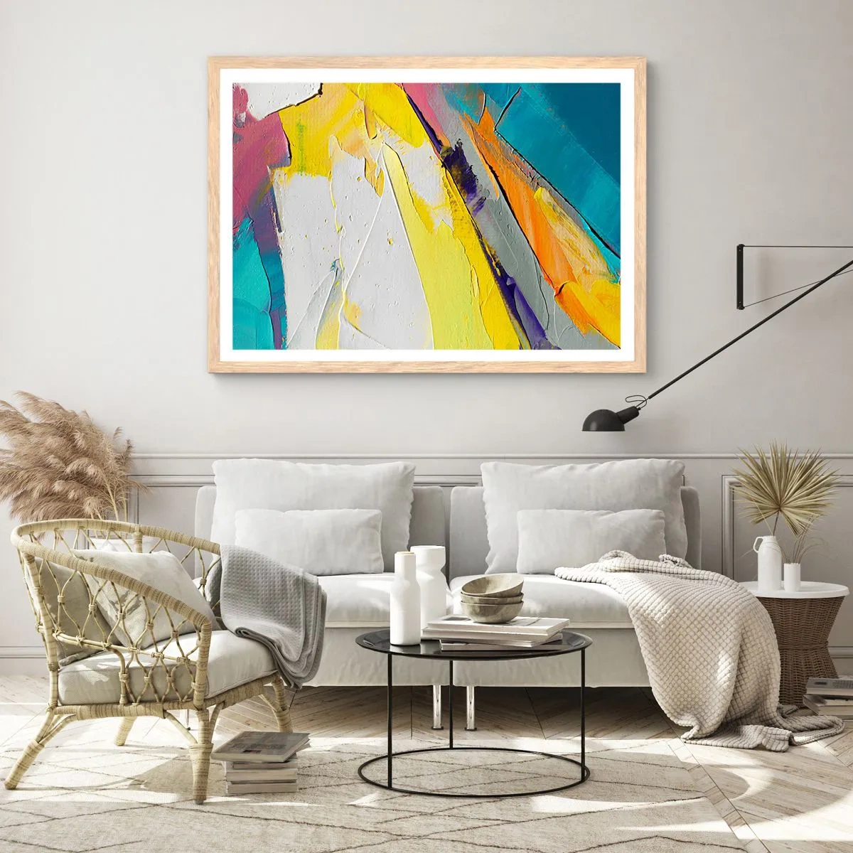 Pôster com moldura de carvalho claro - Anatomia da luz - 100x70 cm