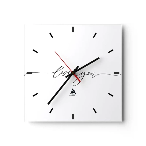 Relógio de parede - Relógio em vidro - Preto e branco - 30x30 cm