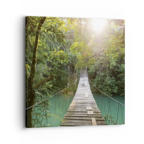 Quadro em tela - Da água azul para a floresta azul - 30x30 cm