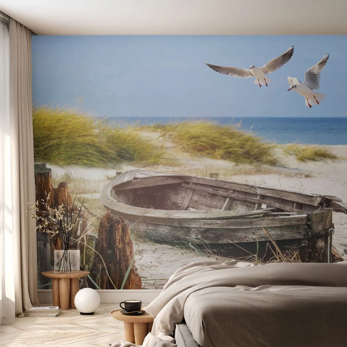Papel de Parede Premium Canvas - Banhado pelo vento - Paisagem, Praia, Dunas - 500x350 cm