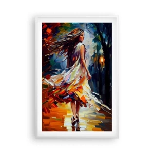 Pôster em moldura branca - Garota outono - 61x91 cm