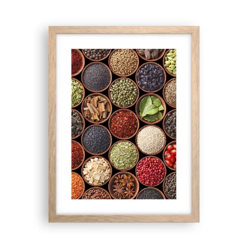 Pôster com moldura de carvalho claro - Todos os sabores do mundo - 30x40 cm