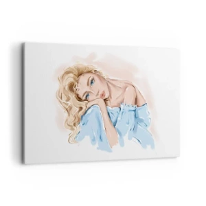 Quadro em tela - Sonhadora em azul - 120x80 cm