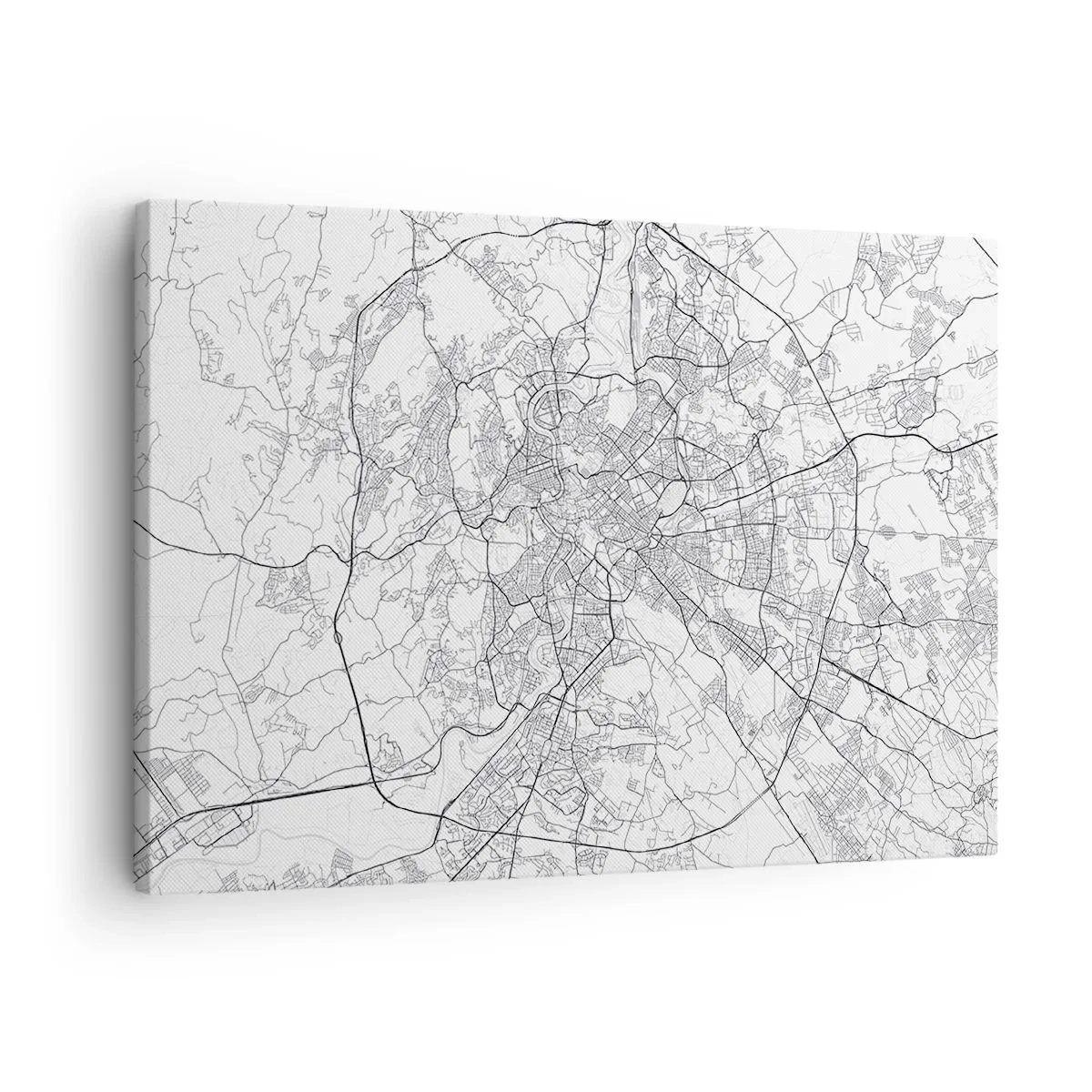 Quadro em tela - Um mapa da cidade em estilo minimalista com linhas delicadas - 70x50cm - Círculo romano - Decoração de parede moderna para a sala de estar e quarto ARTTOR