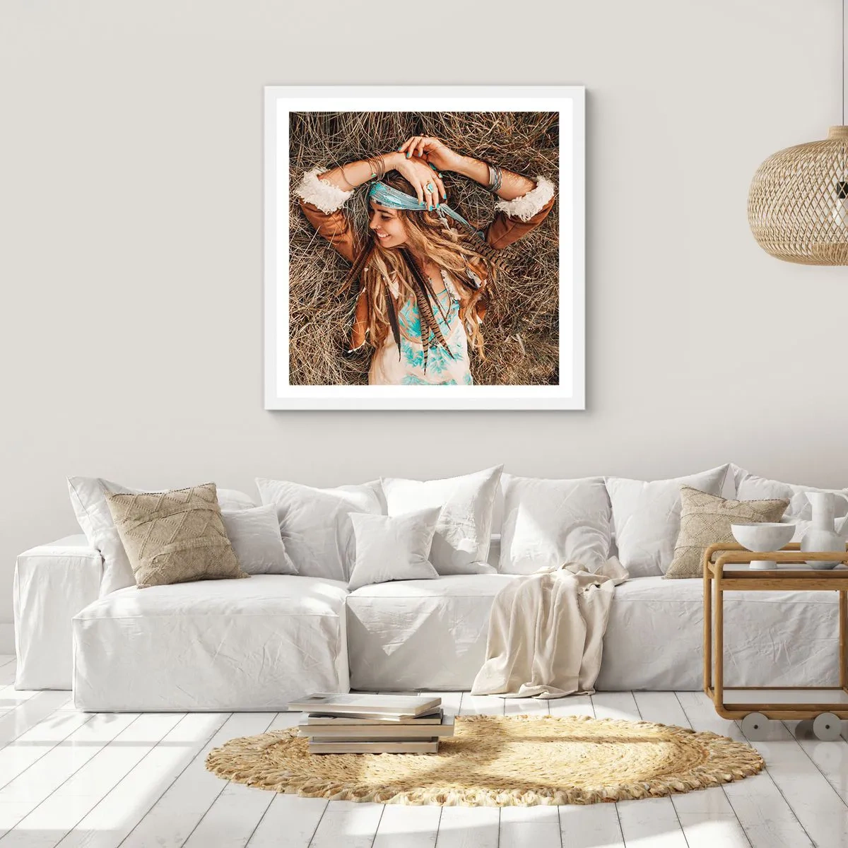 Pôster em moldura branca - A caminho do verão do amor - 40x40 cm